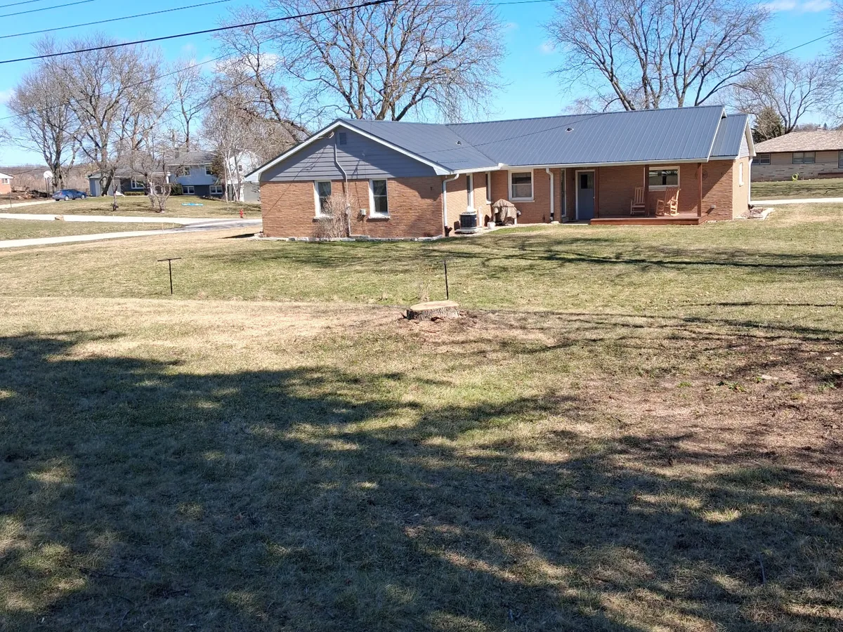 Raked lawn after a spring yard cleanup